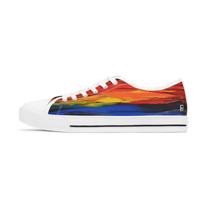 Women's Low Top Sneakers, Black Soles, No. 143 - A Brand New Day - By Irish Artist Fiona de Lacy