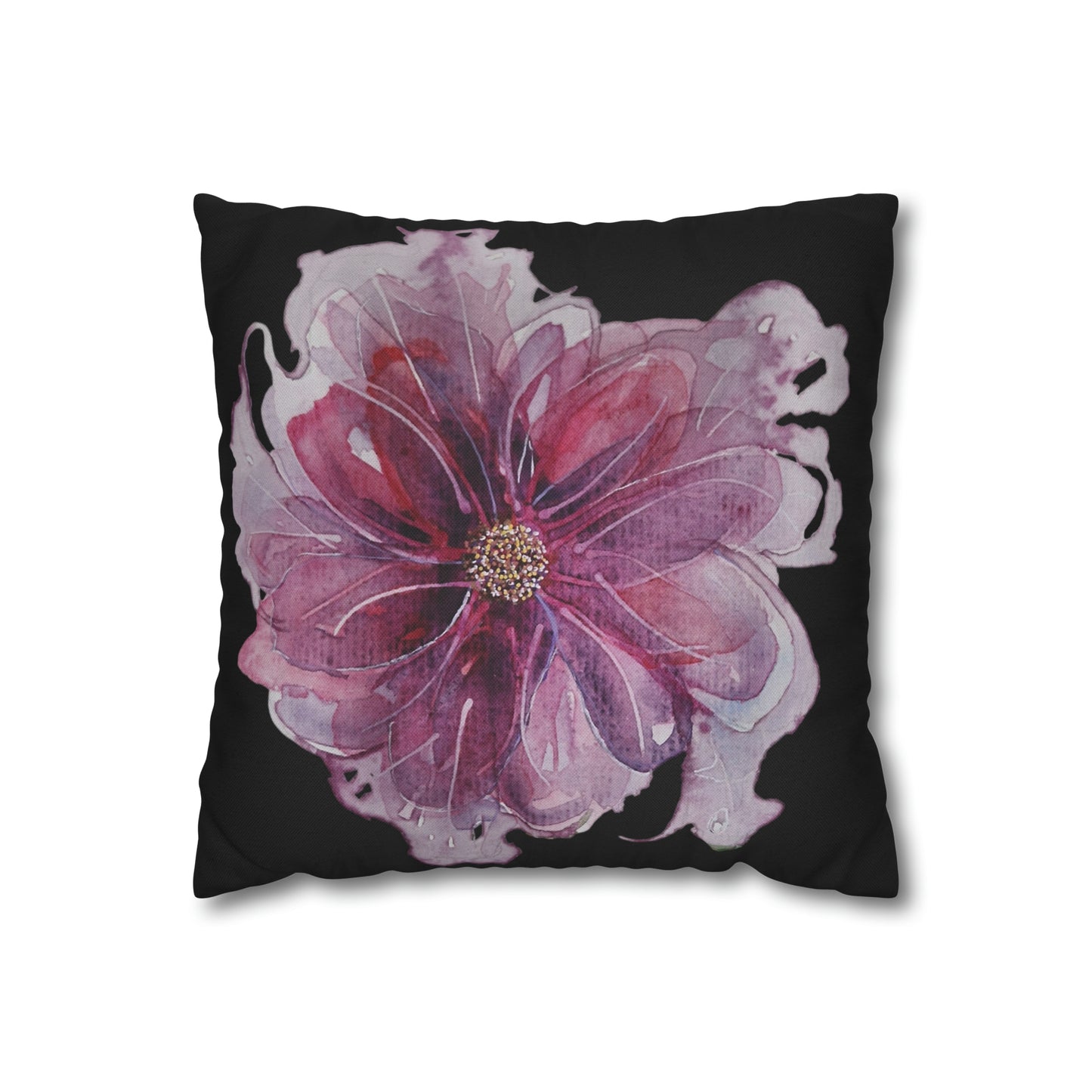 Cushion Pillow Case - No 269 Pink / Purple Flower on Black