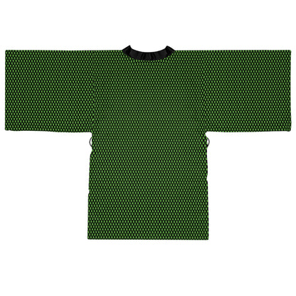 Long Sleeve Kimono Robe - No. 000GN - Green Logo on Black