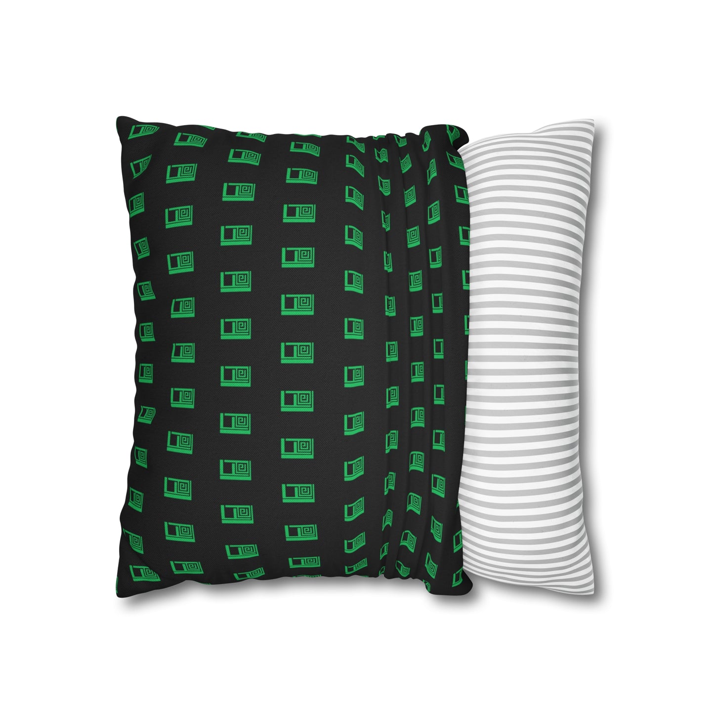 Cushion Pillow Case - No. 000GN - Green Logo on Black