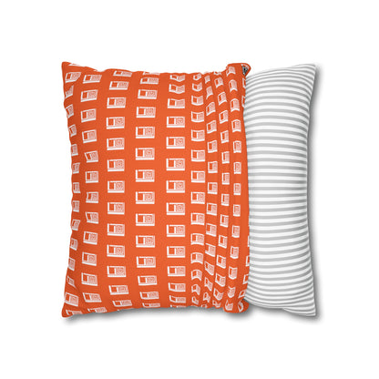 Cushion Pillow Case - No. 000OE - White Logo on Orange