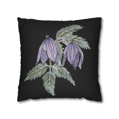 Cushion Pillow Case - No. 270 - Purple Drop Flowers on Black