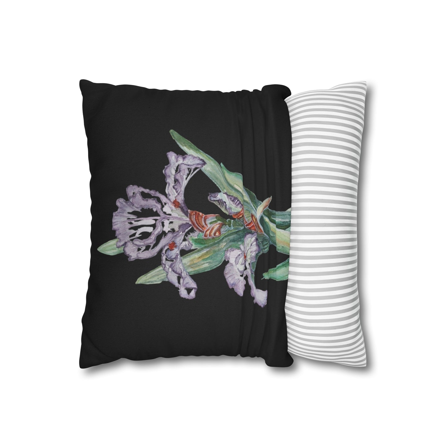 Cushion Pillow Case - No. 272 - Purple Orchid on Black