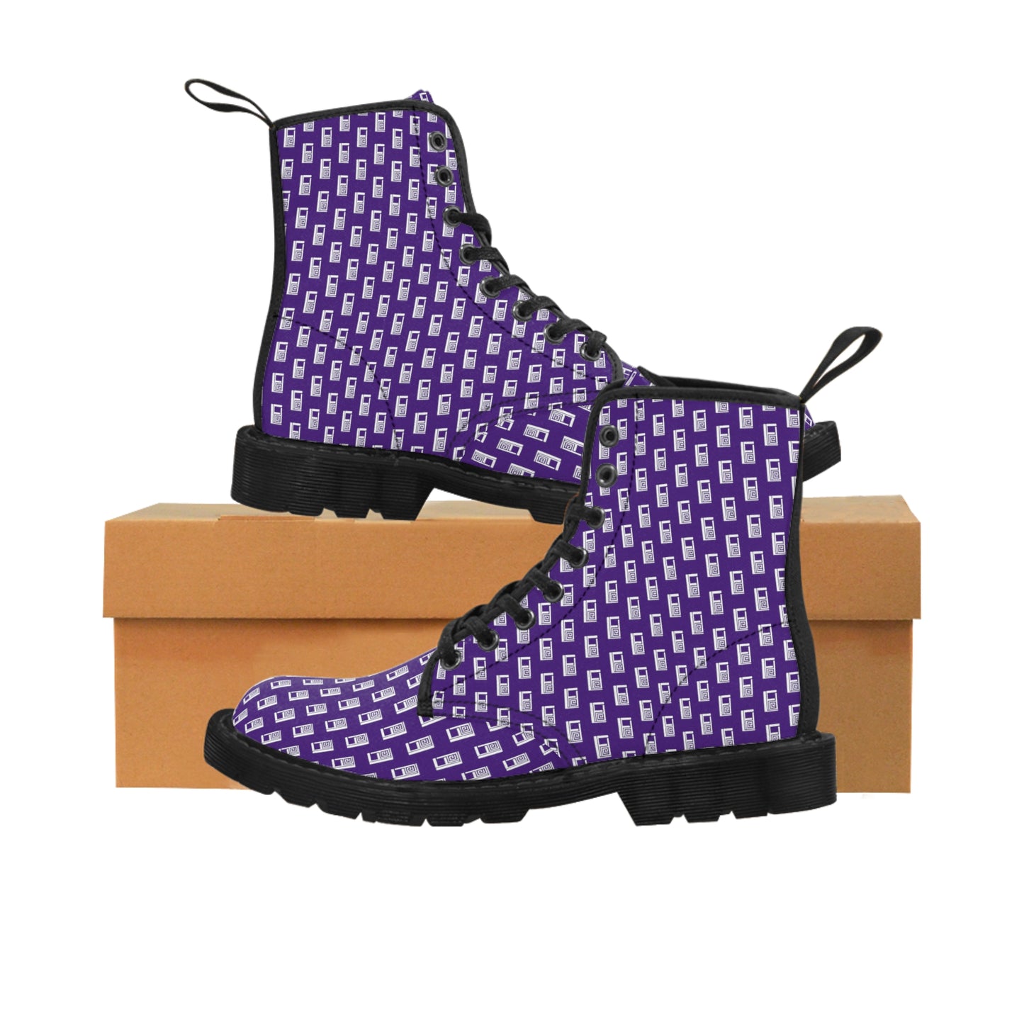 Women's Canvas Boots No. 000PE - White Logo on Purple