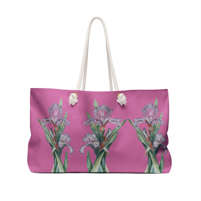 Weekender / Beach / Overnight Bag - No. 272 - Purple Orchid on Light Pink