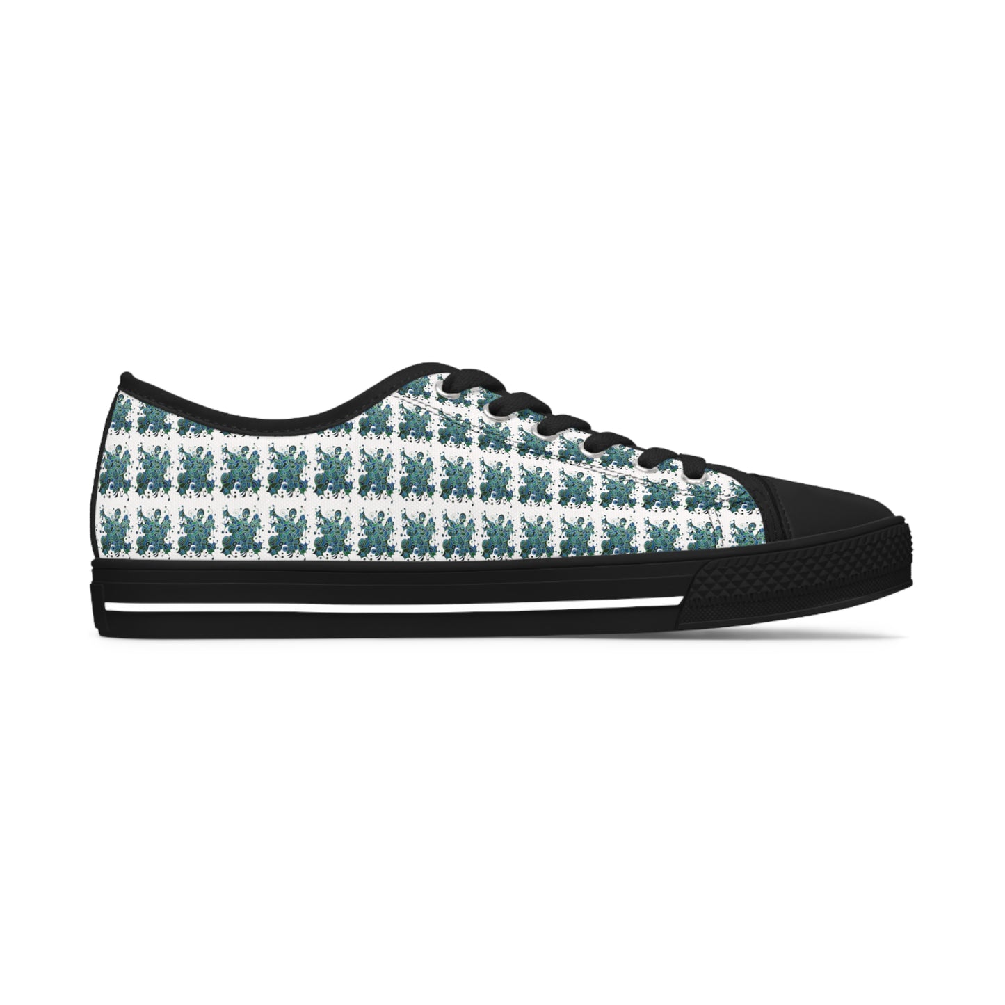 Women's Low Top Sneakers, Black Soles, No. 146 - Bird of Paradise - By Irish Artist Fiona de Lacy