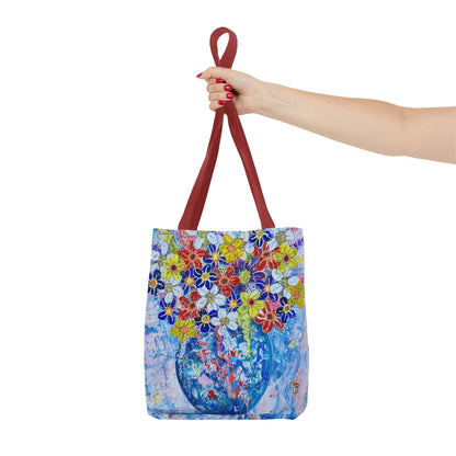 Tote Bag  - No. 242 - Blue round vase of Flowers