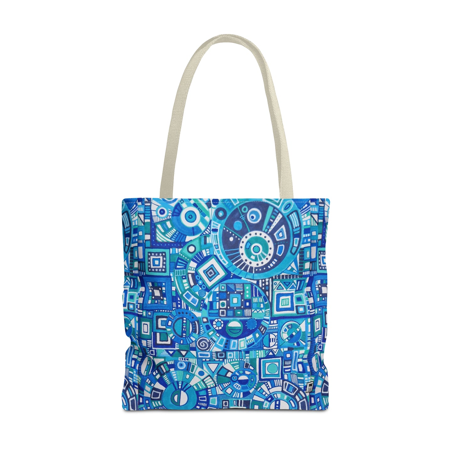 Tote Bag  - No. 262 Geometric Blue - By Irish Artist Fiona de Lacy