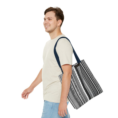 Tote Bag  - No. 298 A -  Black, White, Grey Stripes