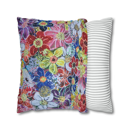 Cushion Pillow Case - No. 241 - Multicoloured Flowers on Pink