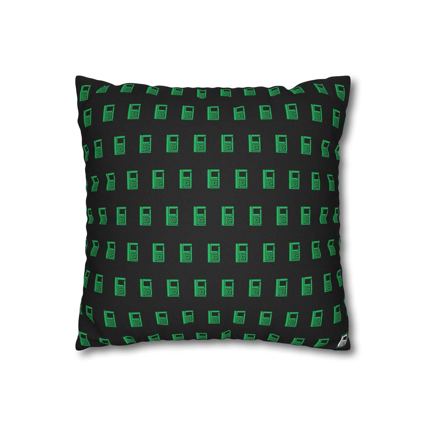 Cushion Pillow Case - No. 000GN - Green Logo on Black