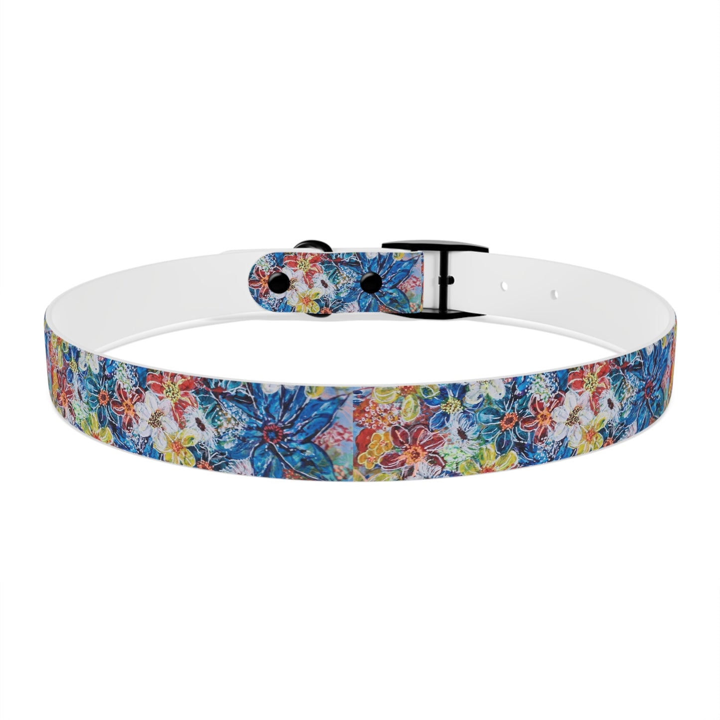 Dog Collar - No. 242 - Large Blue Flowers