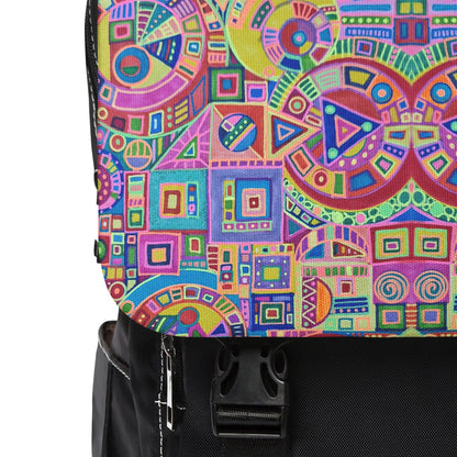 Casual Shoulder Backpack,  No. 260 B Multicoloured Abstract -  By Irish Artist Fiona de Lacy