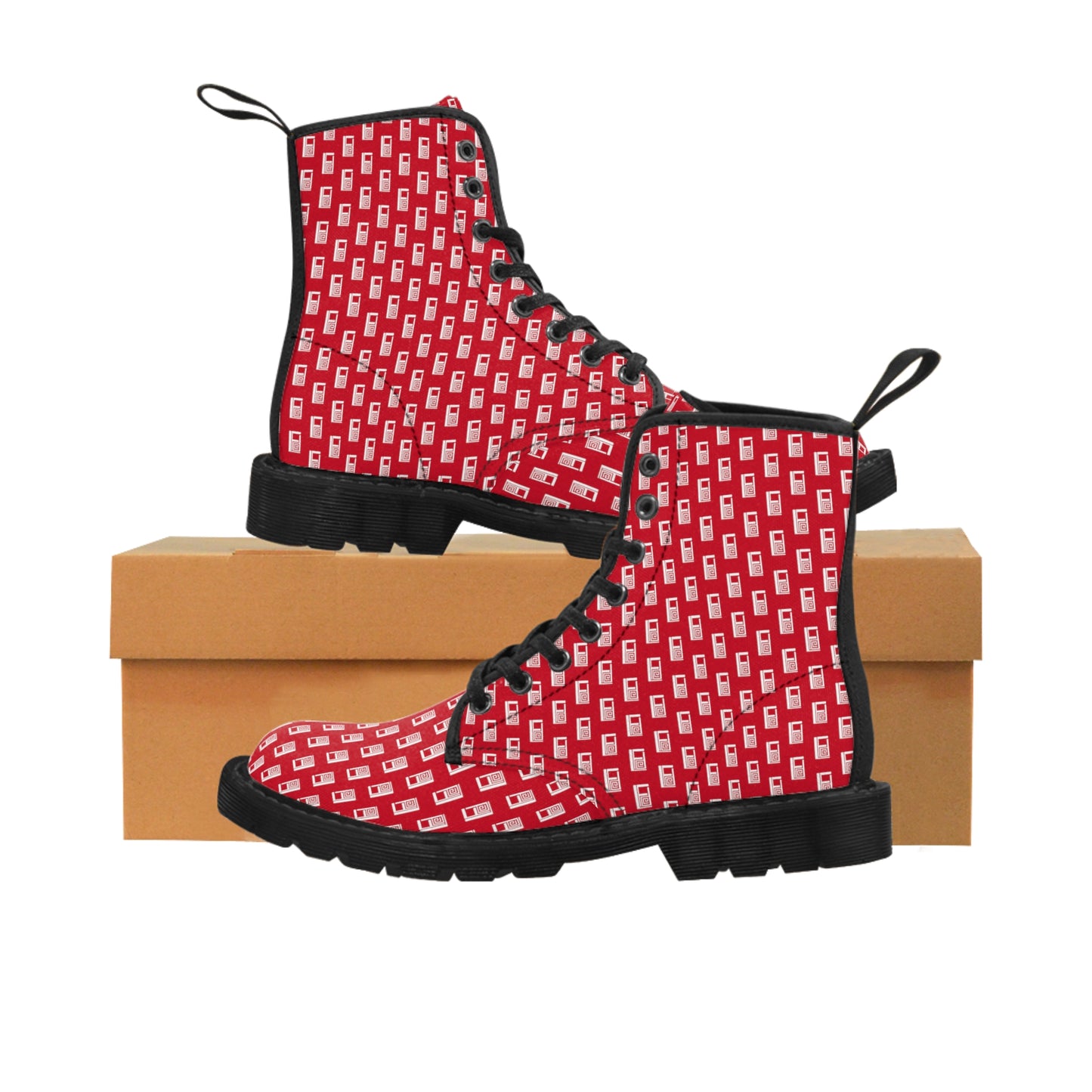 Women's Canvas Boots No. 000RD - White Logo on Red