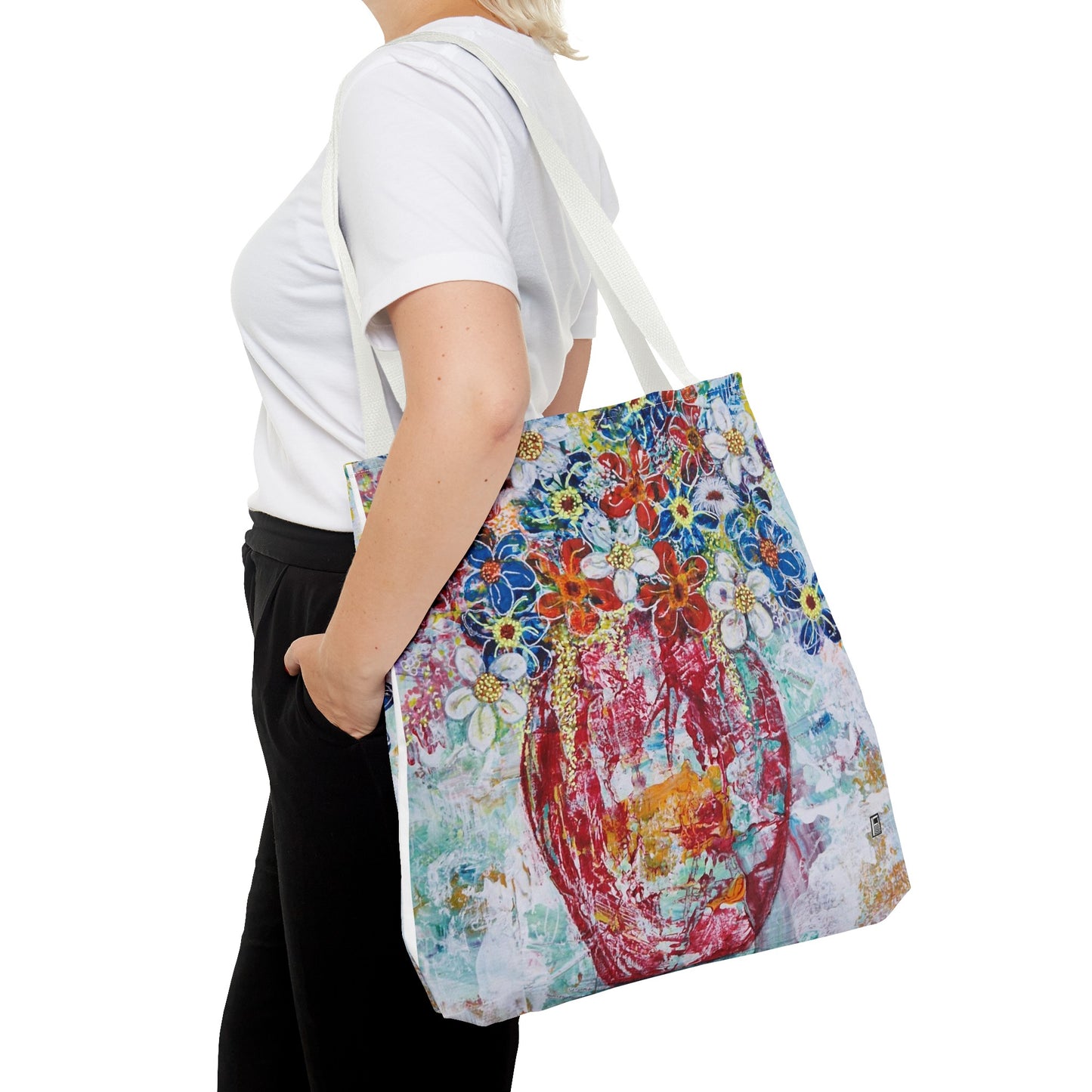 Tote Bag  - No. 245 - Flowers In Red Vase