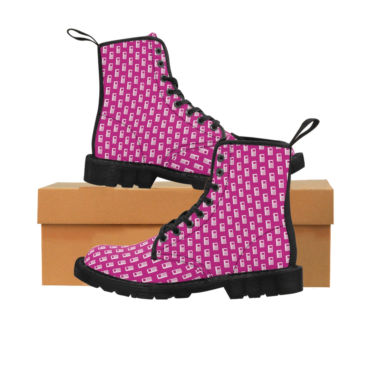 Women's Canvas Boots No. 000PK - White Logo on Pink