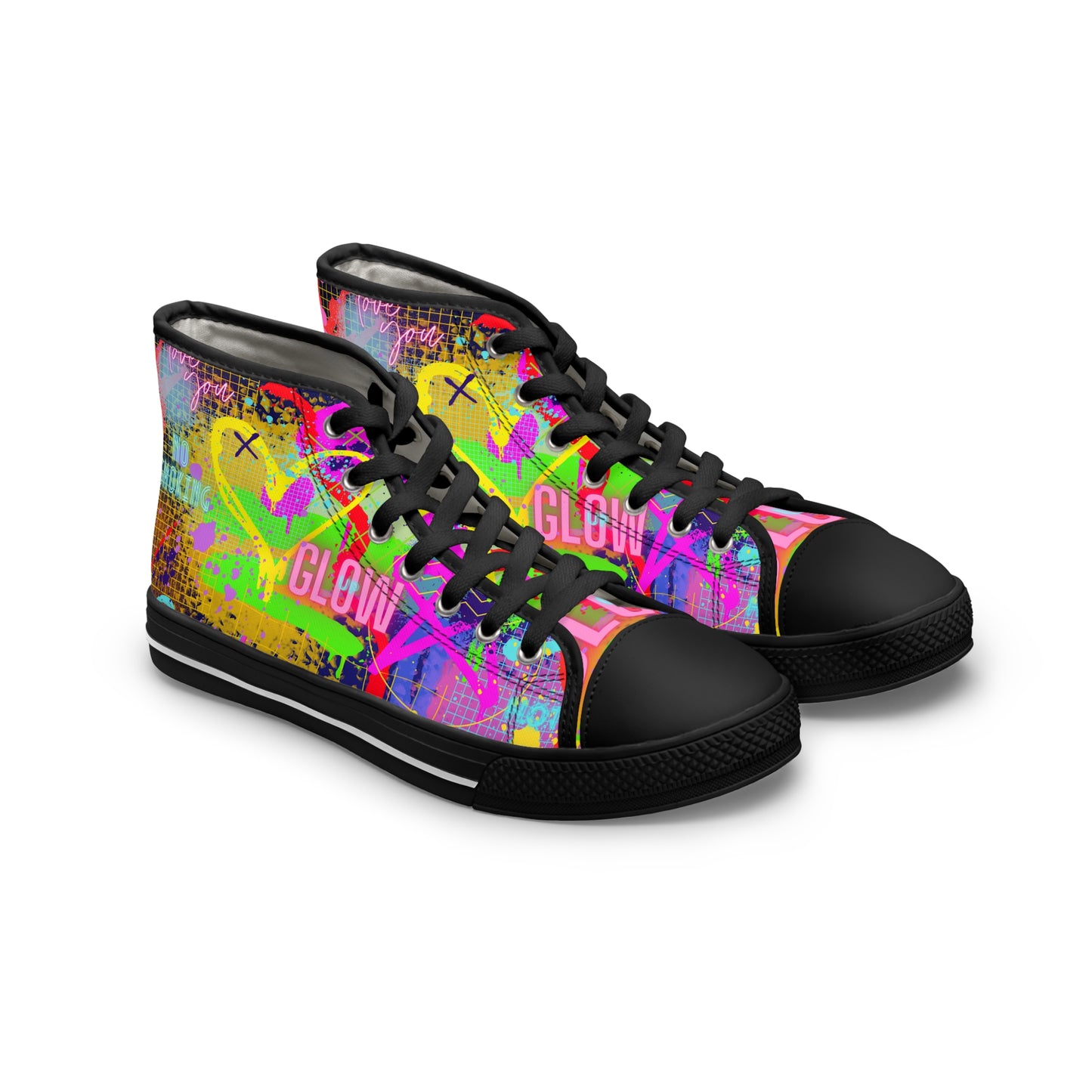 Women's High Top Sneakers - No. 232 - Graffiti - 'Glow'  - By Irish Artist Fiona de Lacy