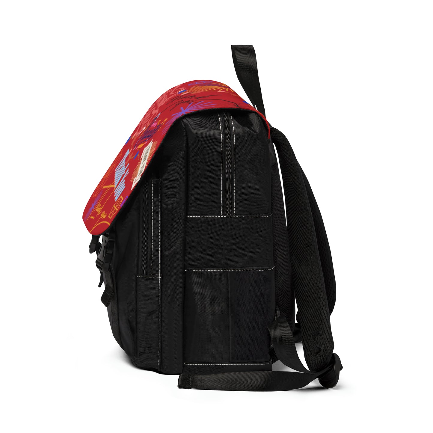 Casual Shoulder Backpack,  No. 312 - 'Thank You' on Red - By Irish Artist Fiona de Lacy