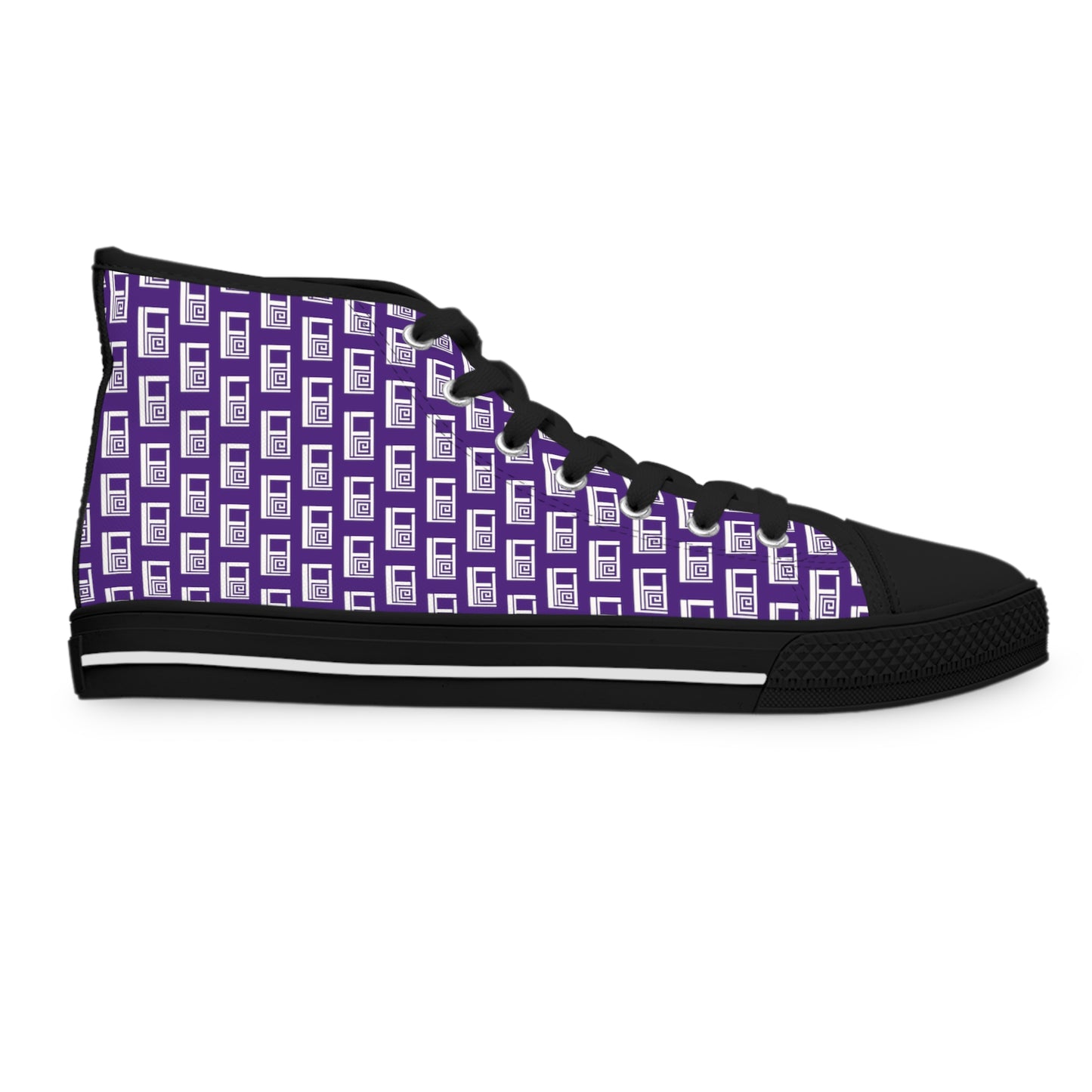 Women's High Top Sneakers - No. 000PE - White Logo On Purple - By Irish Artist Fiona de Lacy