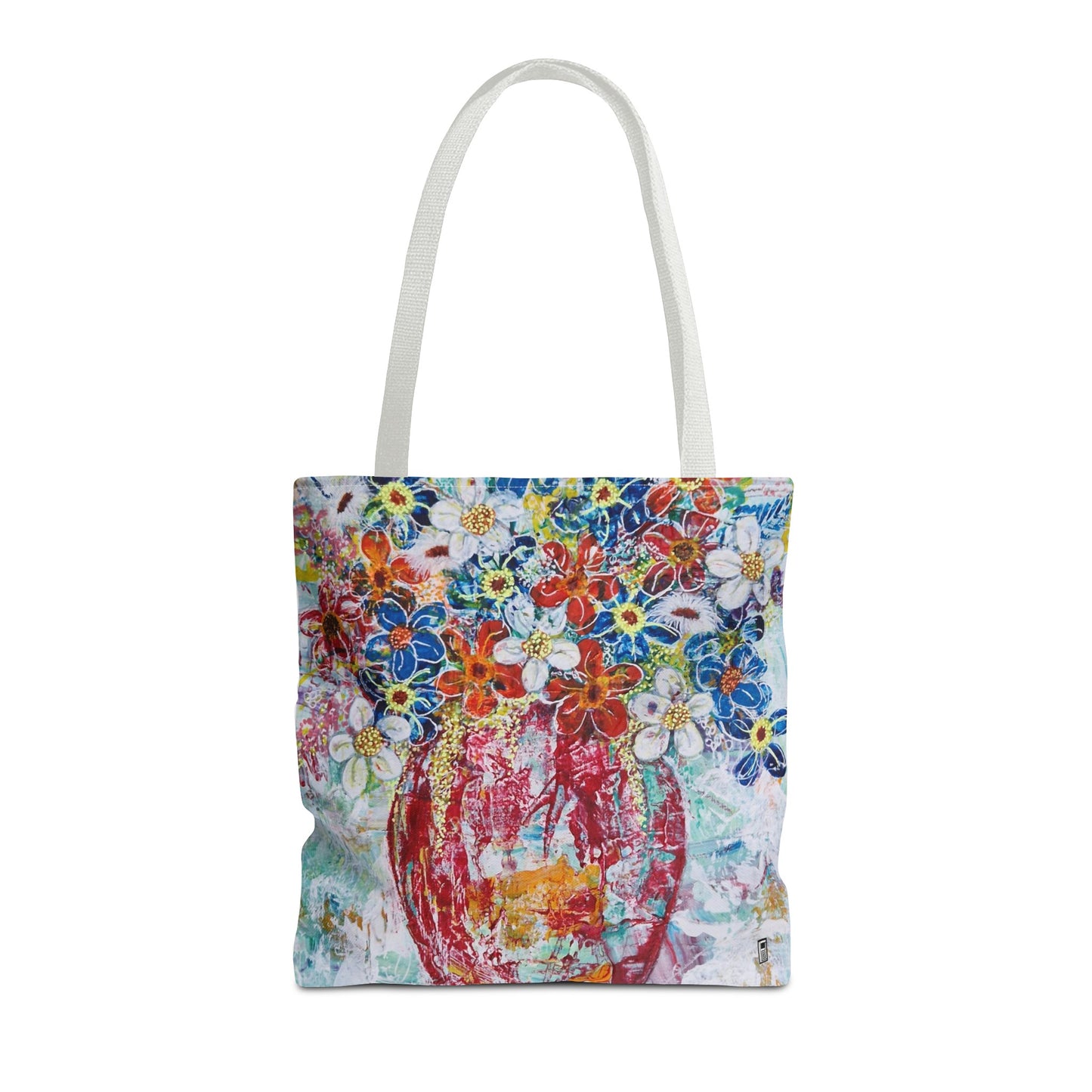 Tote Bag  - No. 245 - Flowers In Red Vase