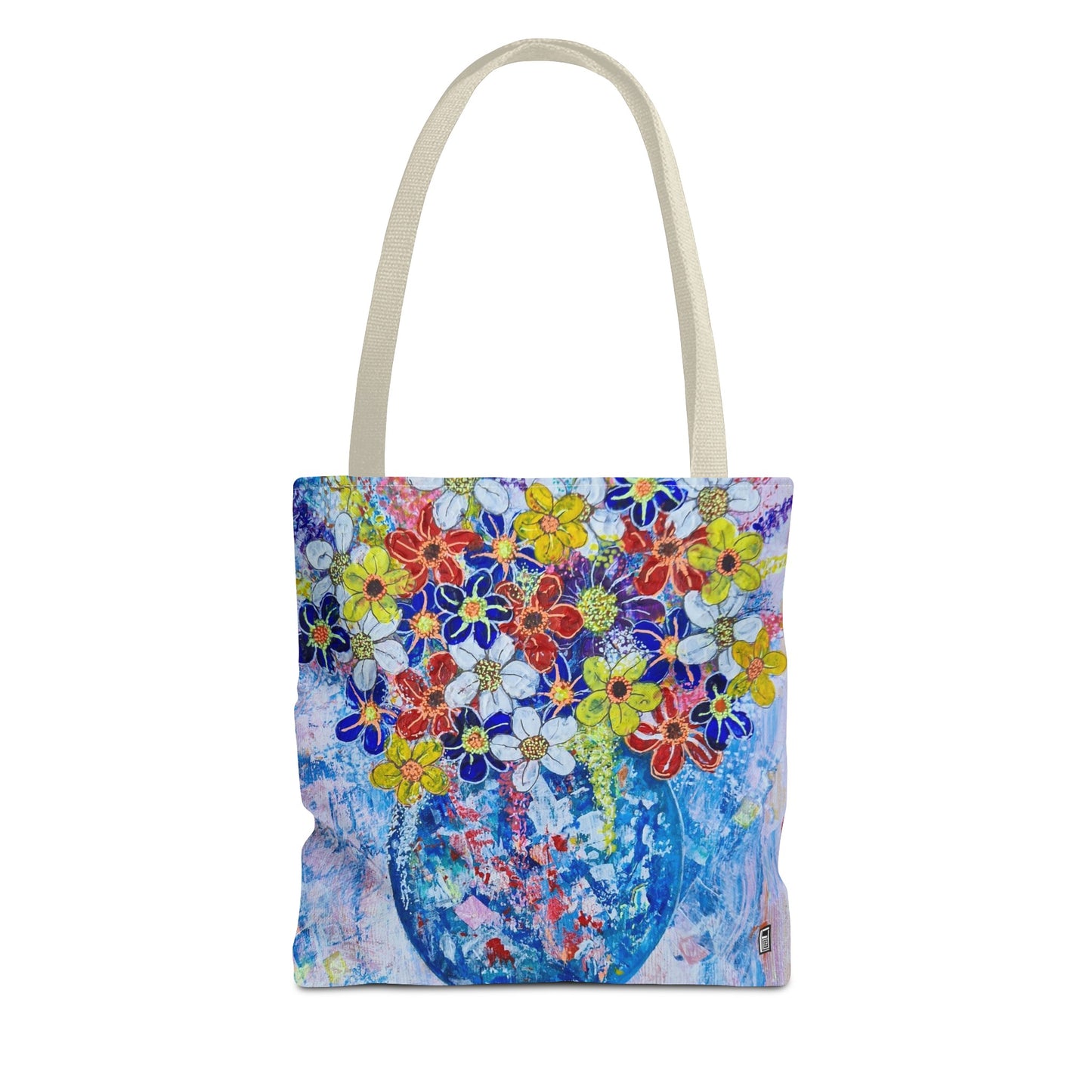 Tote Bag  - No. 242 - Blue round vase of Flowers