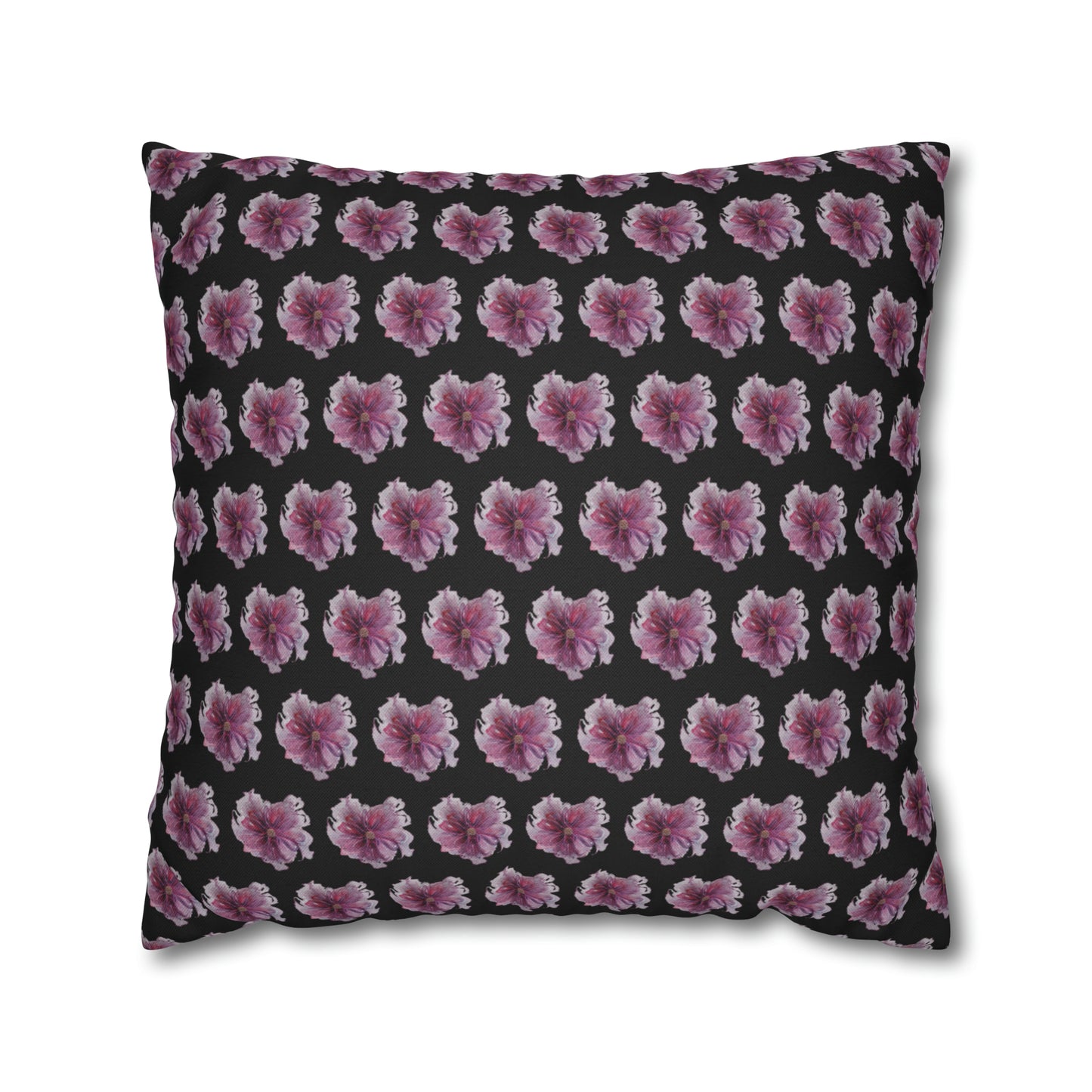 Cushion Pillow Case - No 269 Pink / Purple Flower on Black