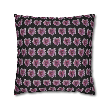 Cushion Pillow Case - No 269 Pink / Purple Flower on Black
