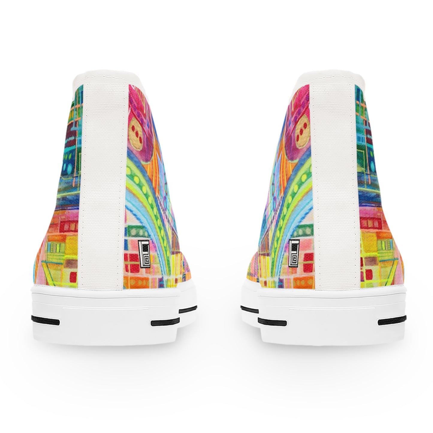 Women's High Top Sneakers - No. 234 - Multi-coloured watercolour - By Irish Artist Fiona de Lacy