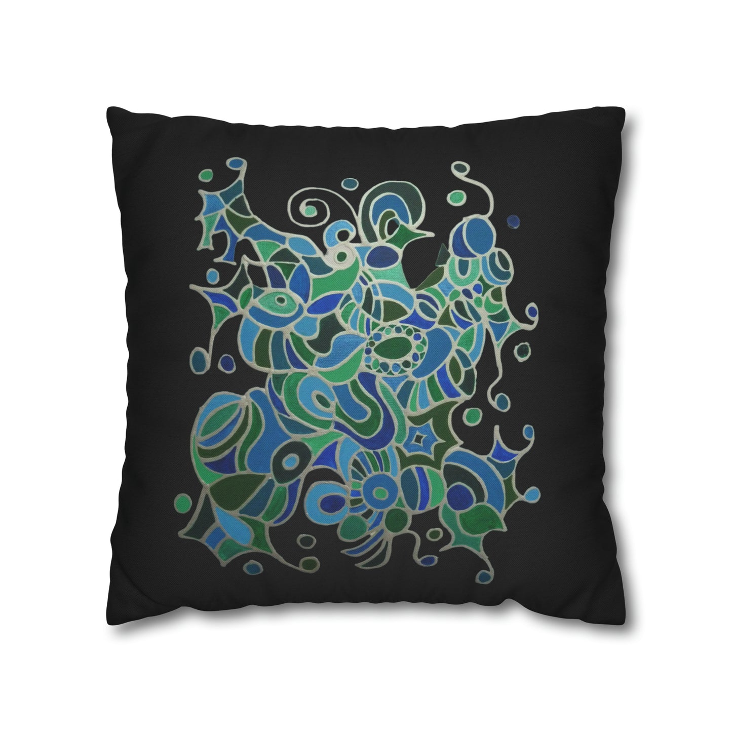 Cushion Pillow Case - No. 146 -  'Bird of Paradise' on Black