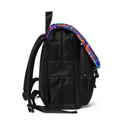 Casual Shoulder Backpack,  No. 233 'Squared 1' -  By Irish Artist Fiona de Lacy - Purple, Navy, Blue, Red, Black