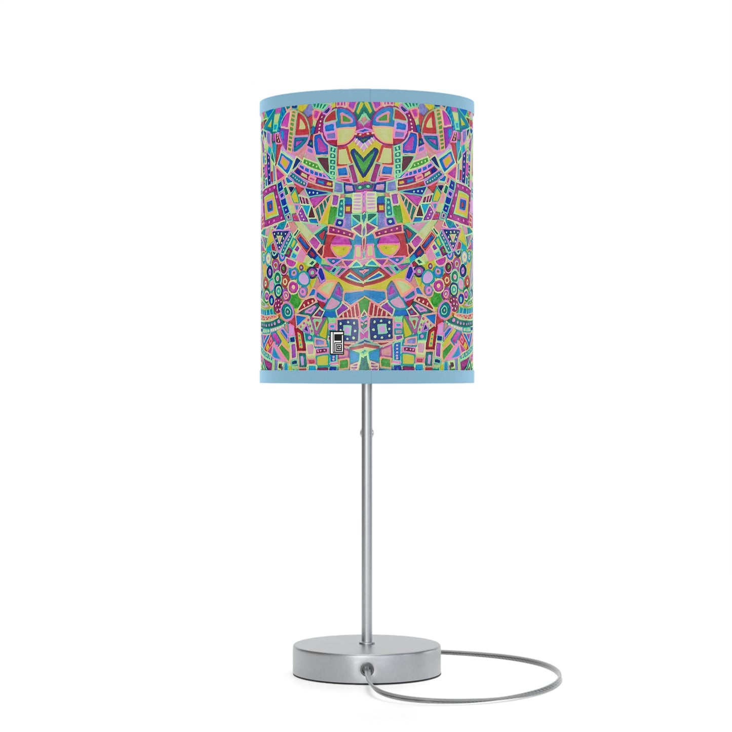 Lamp on a Stand, US|CA plug - No. 259 - Multicolour Abstract on Blue