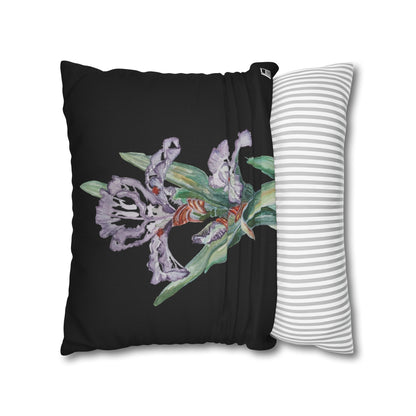 Cushion Pillow Case - No. 272 - Purple Orchid on Black