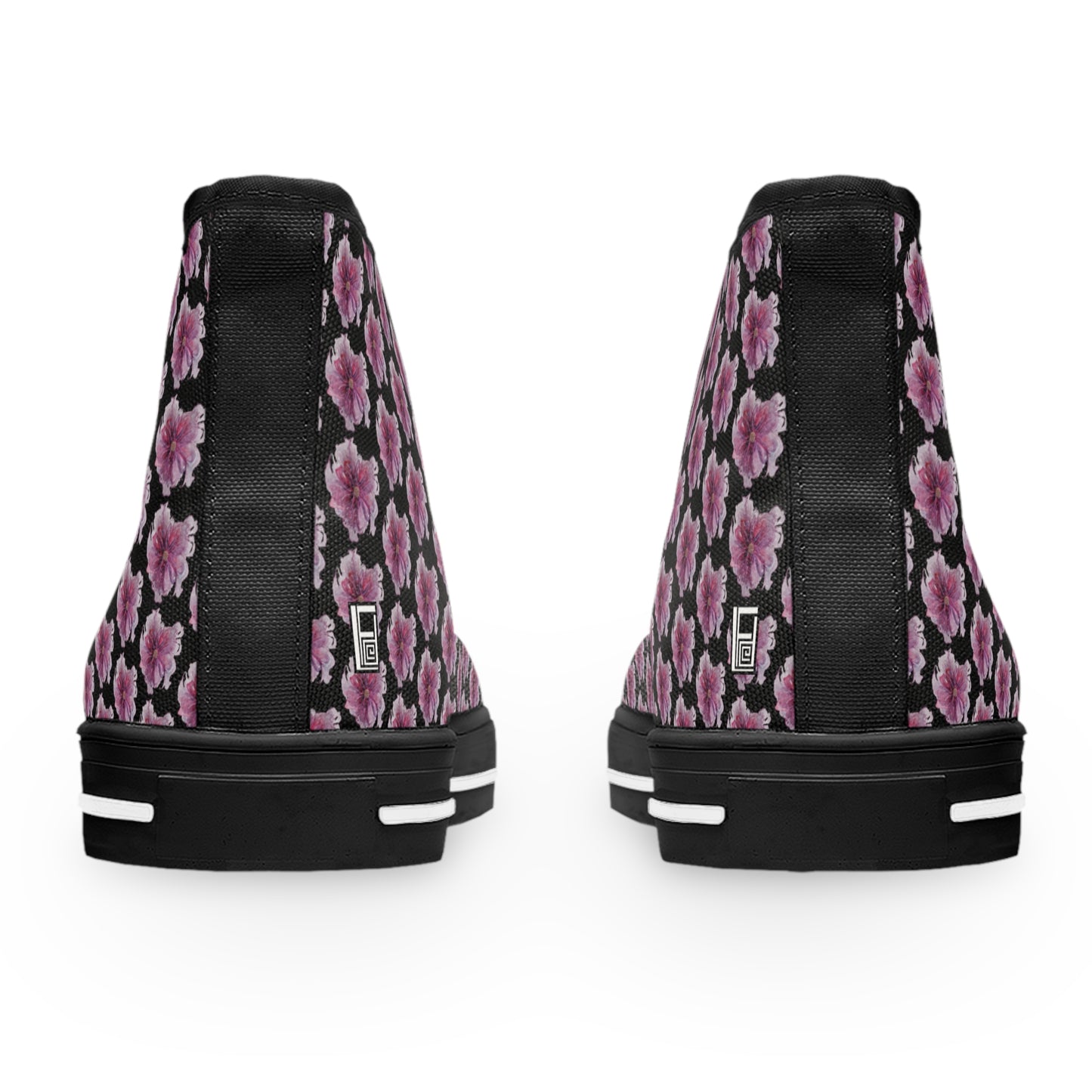 Women's High Top Sneakers - No. 269 Large Purple / Pink Flower - By Irish Artist Fiona de Lacy