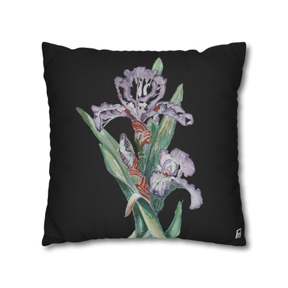 Cushion Pillow Case - No. 272 - Purple Orchid on Black