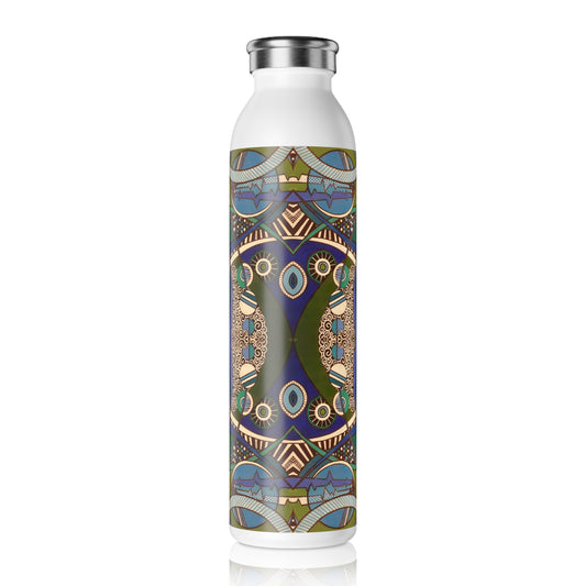 Slim Water Bottle - No. 219 'Crossroads' - By Irish Artist Fiona de Lacy - Green, Blue, Navy, Black, White