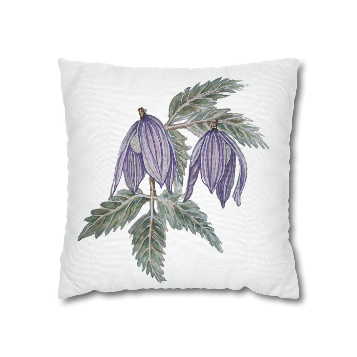 Cushion Pillow Case - No. 270 Purple Drop Flowers on White