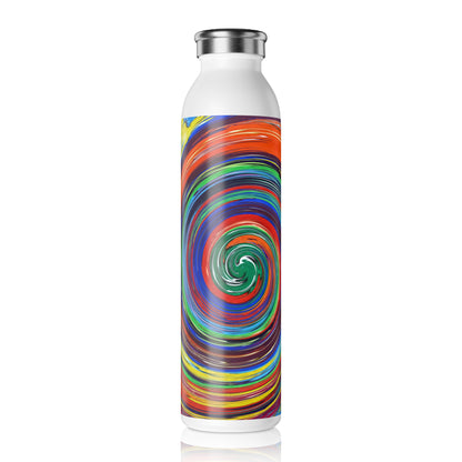 Slim Water Bottle - No. 304 - Orange & Yellow swirl - By Irish Artist Fiona de Lacy