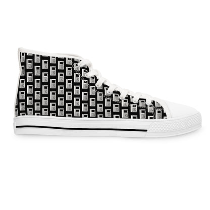 Women's High Top Sneakers - No. 000 - White Logo On Black - By Irish Artist Fiona de Lacy