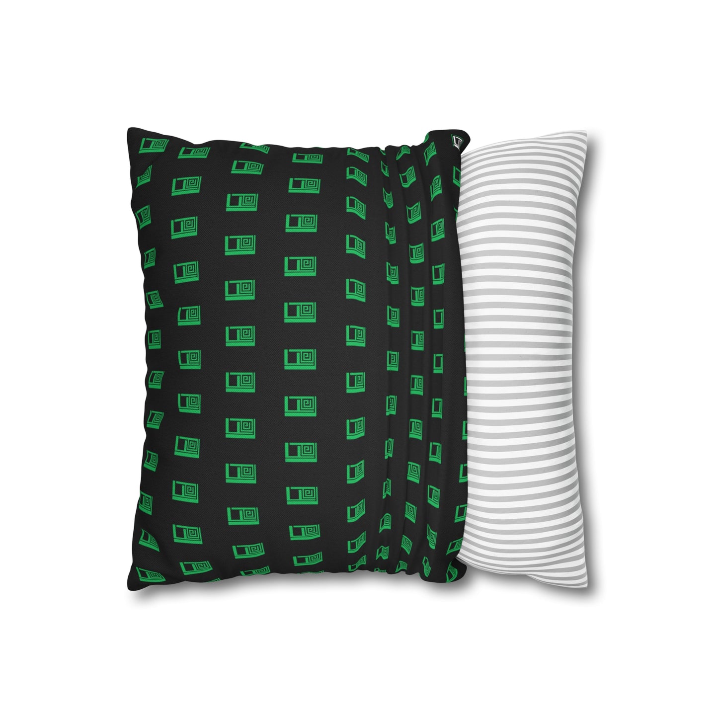 Cushion Pillow Case - No. 000GN - Green Logo on Black