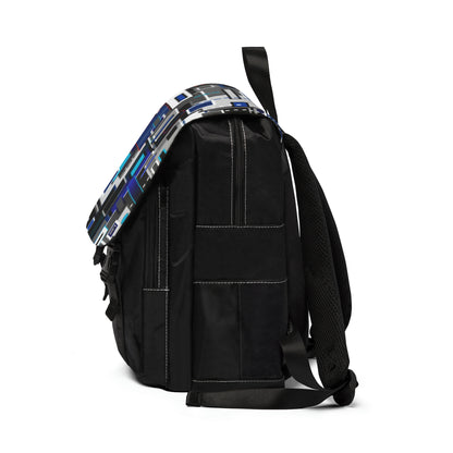 Casual Shoulder Backpack,  No. 235 Squared 2 -  By Irish Artist Fiona de Lacy - Black, Grey, Navy, Blue, red, White