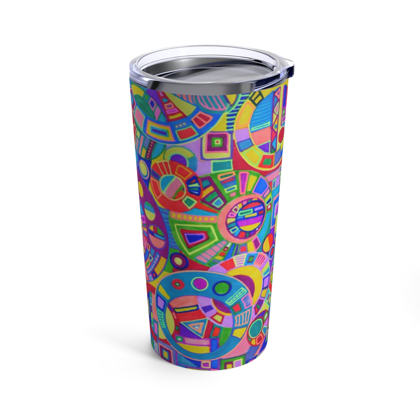 Tumbler 20oz - No.  261 Multicoloured abstract - By Irish Artist Fiona de Lacy