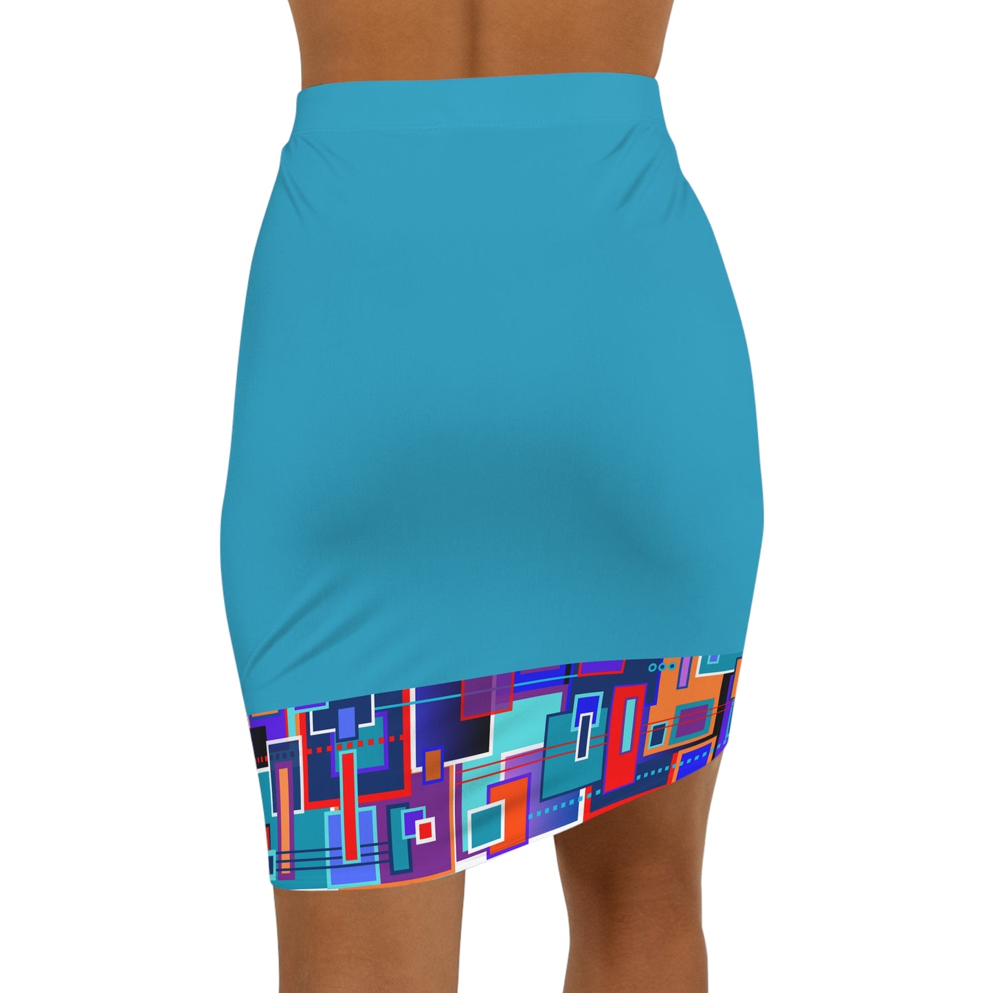 Women's Mini Skirt - No. 235 - 'Squared 2' Turquoise