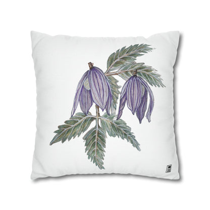 Cushion Pillow Case - No. 270 Purple Drop Flowers on White