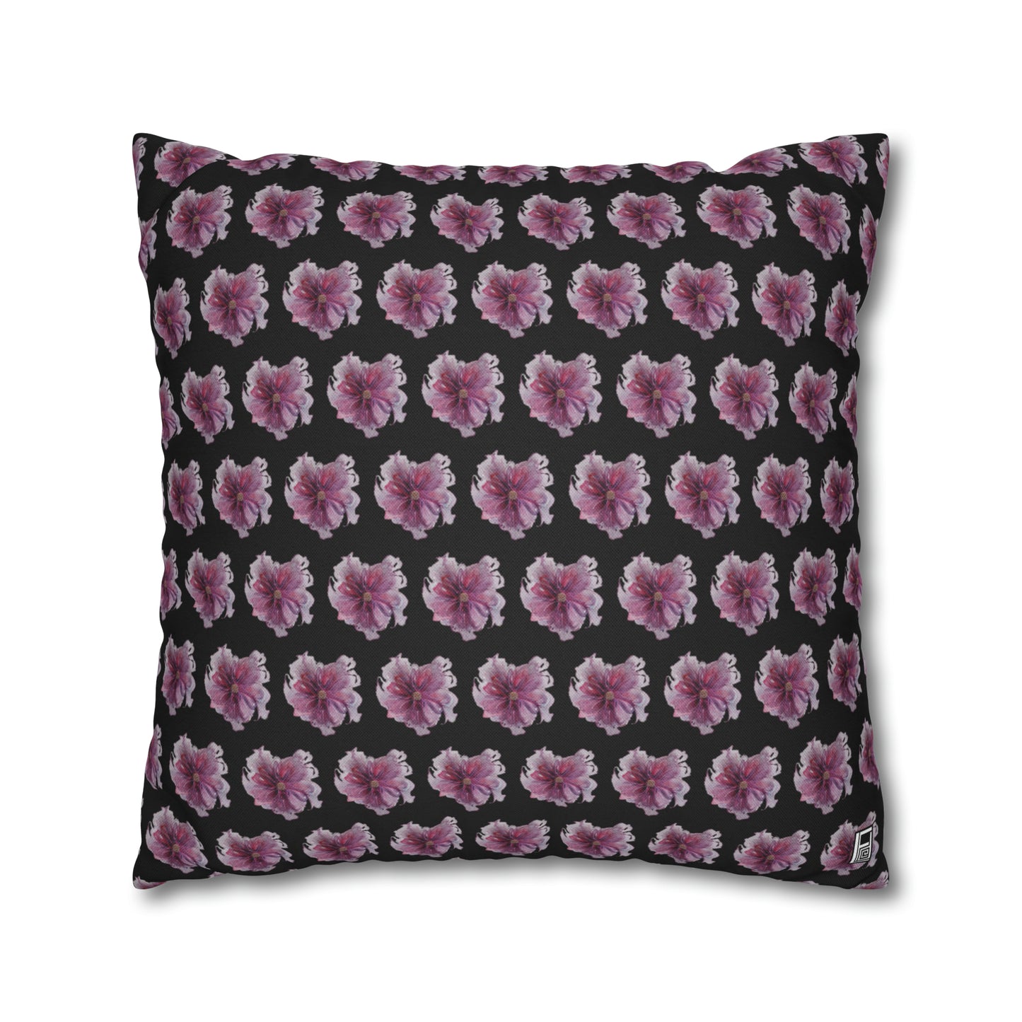 Cushion Pillow Case - No 269 Pink / Purple Flower on Black