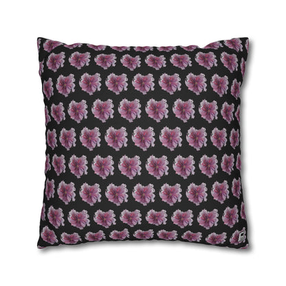 Cushion Pillow Case - No 269 Pink / Purple Flower on Black