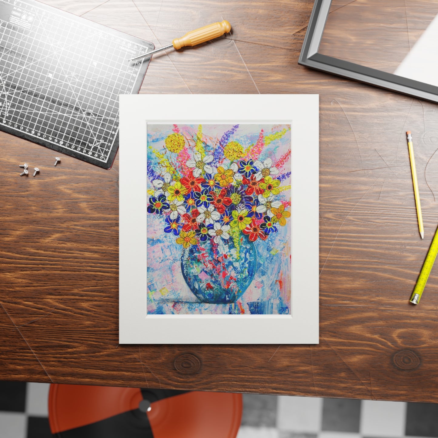 Fine Art Print (Cardboard Frame) No. 244 - Blue Round Vase