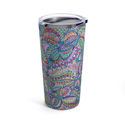 Tumbler 20oz - No.  255 Multicoloured abstract - By Irish Artist Fiona de Lacy