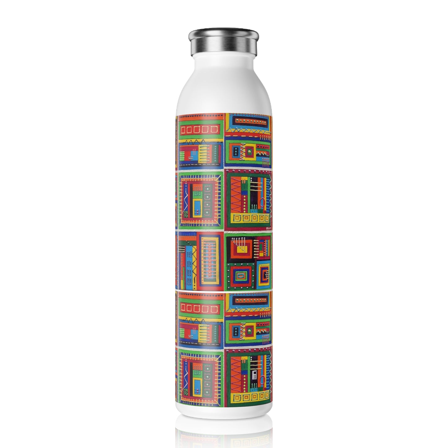 Slim Water Bottle - No. 156 - 'It's Complicated' - By Irish Artist Fiona de Lacy - Multicoloured