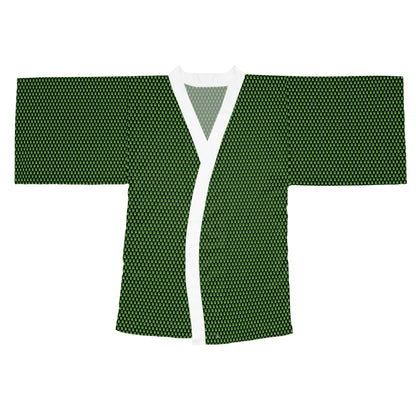 Long Sleeve Kimono Robe - No. 000GN - Green Logo on Black