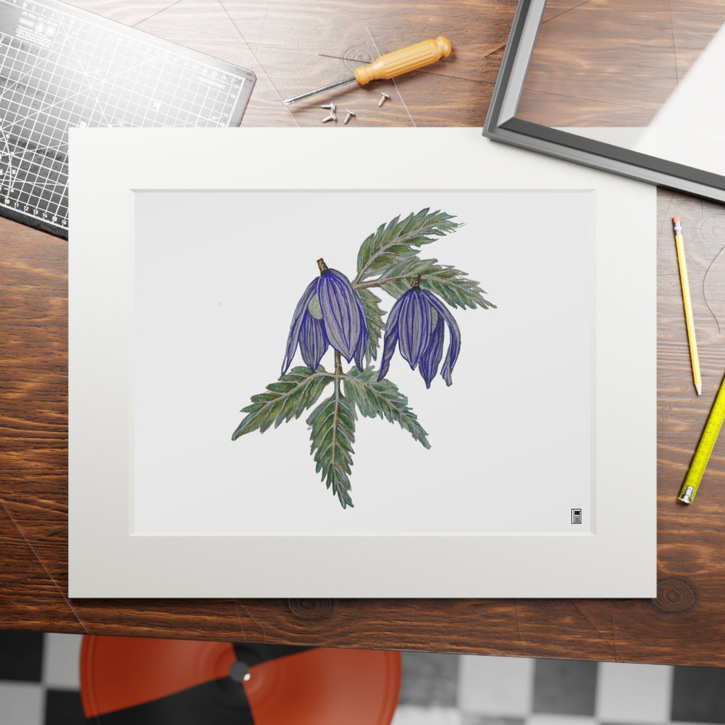 Fine Art Print (Cardboard Frame) - No. 270 - two purple flowers W